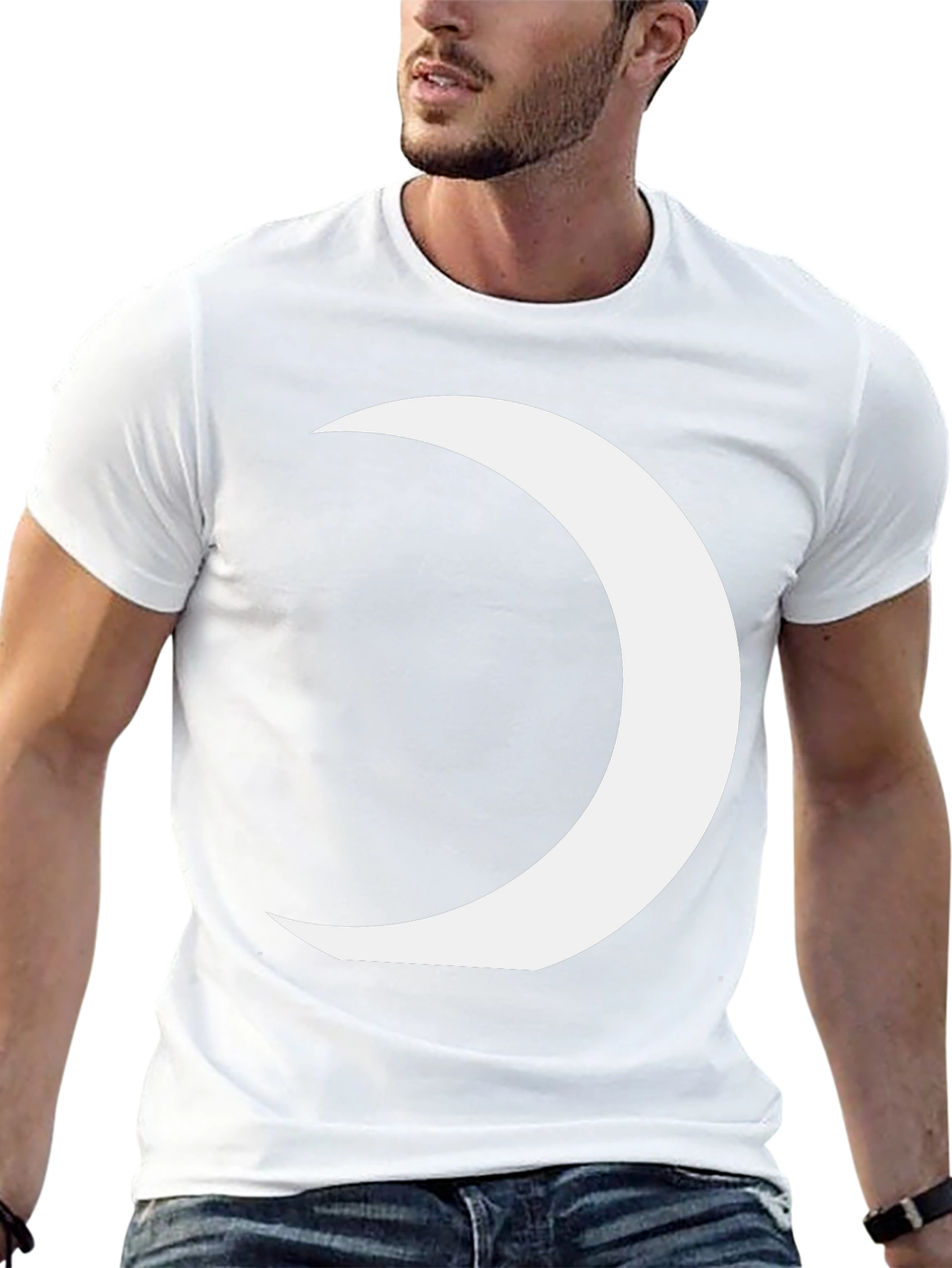Crescent Moon Graphic Tee - Modern Black T-Shirt