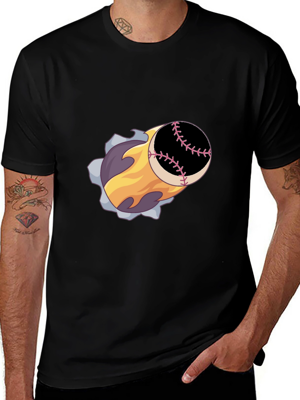 Baseball Fireball Graphic Tee