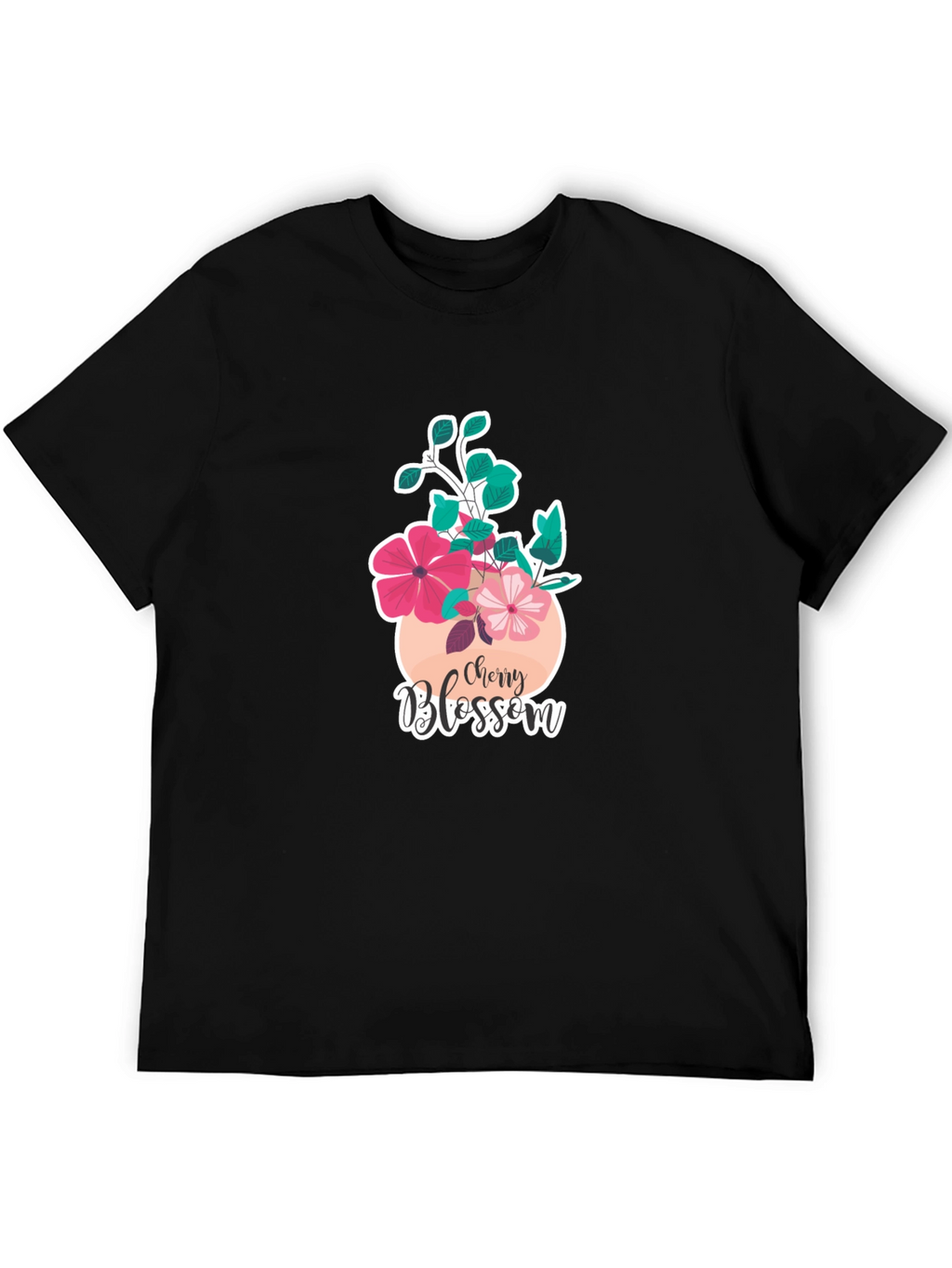 Cherry Blossom Graphic T-Shirt - Black