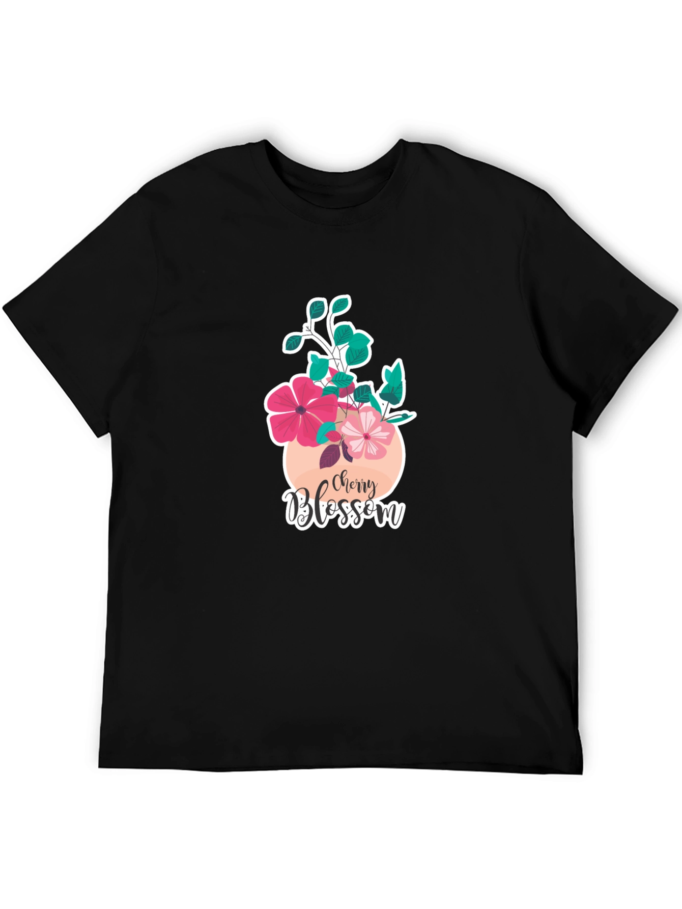 Cherry Blossom Graphic T-Shirt - Black