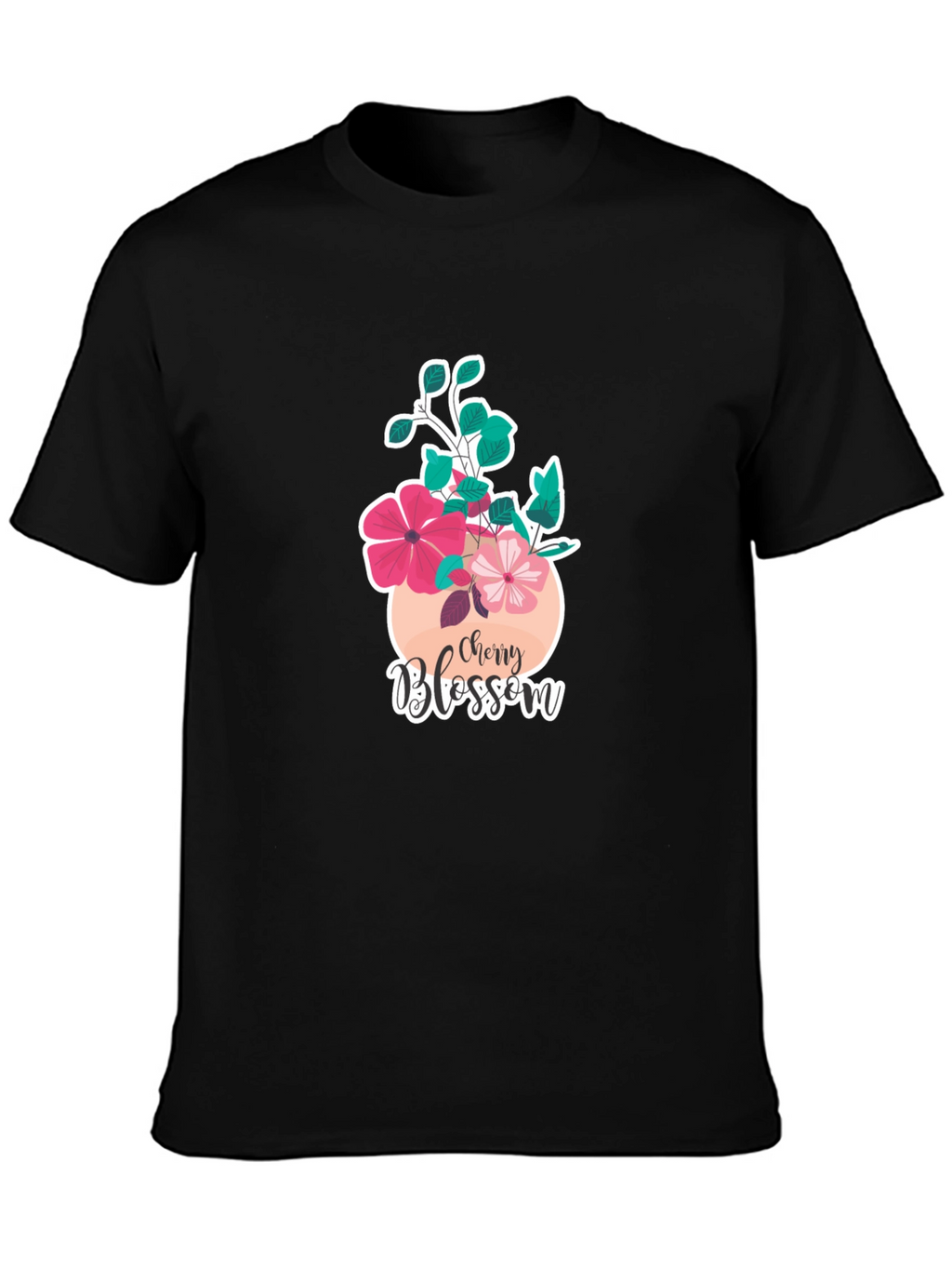 Cherry Blossom Graphic T-Shirt - Black