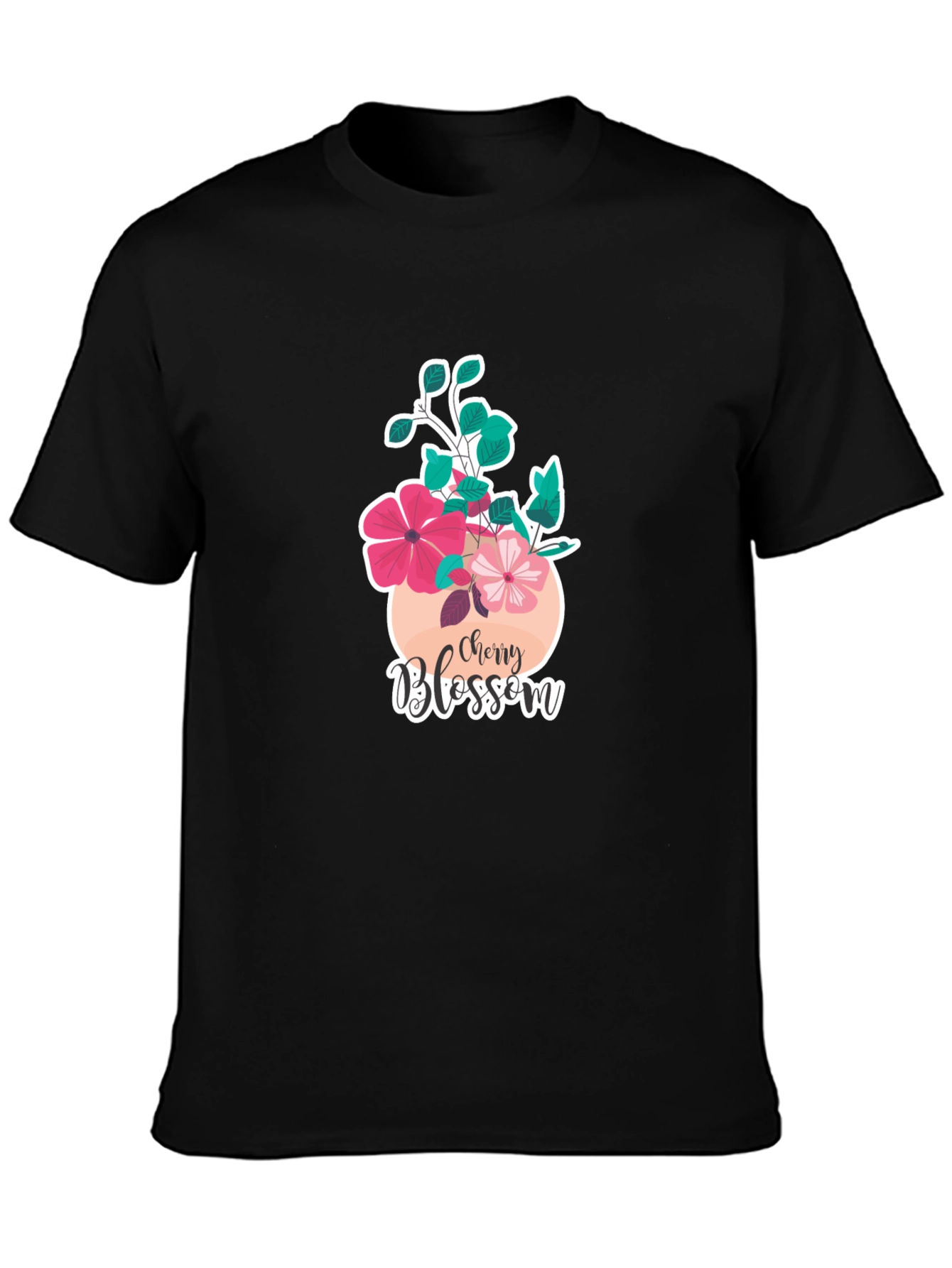 Cherry Blossom Graphic T-Shirt - Black