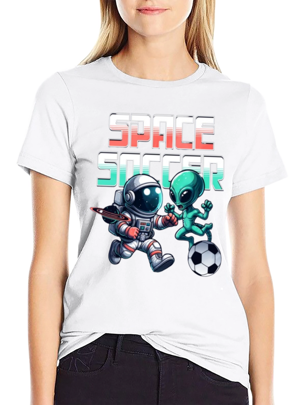 Space Soccer T-Shirt: Alien vs. Astronaut Tee