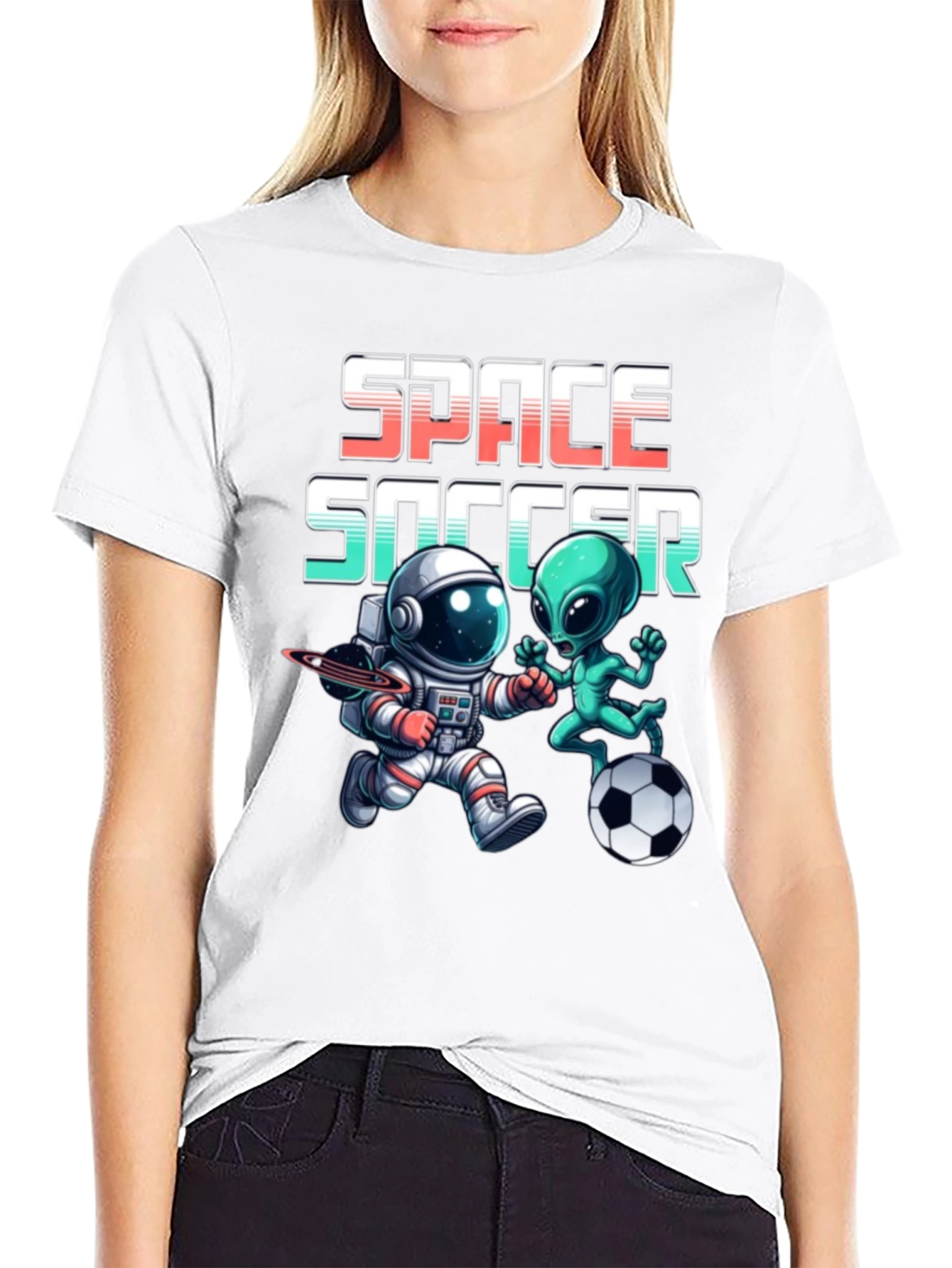 Space Soccer T-Shirt: Alien vs. Astronaut Tee