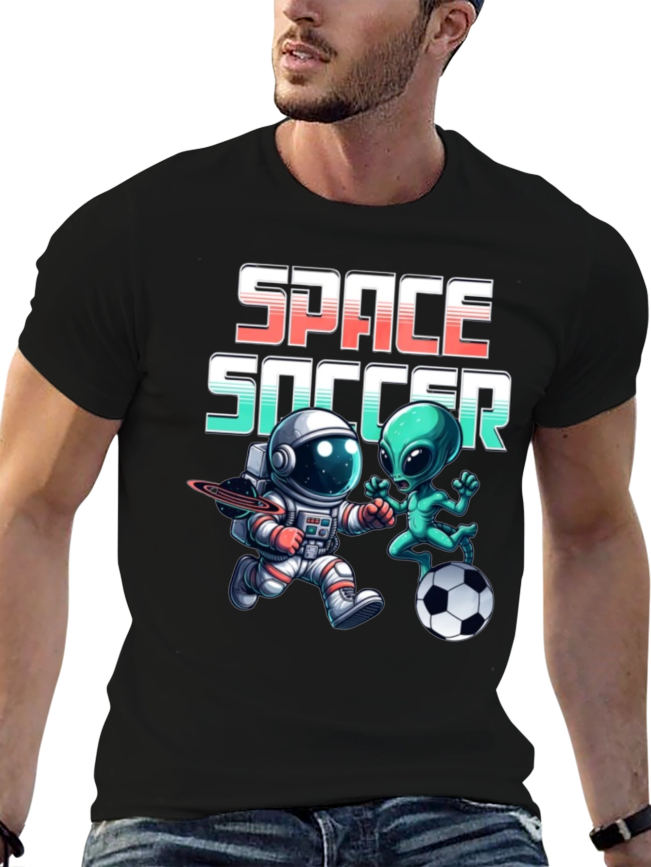 Space Soccer T-Shirt: Alien vs. Astronaut Tee
