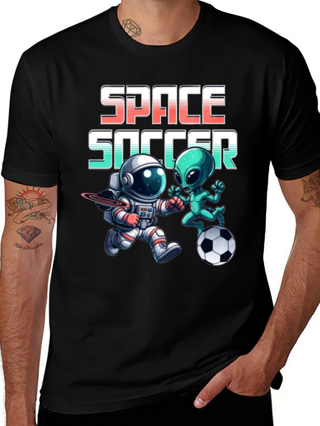 Space Soccer T-Shirt: Alien vs. Astronaut Tee