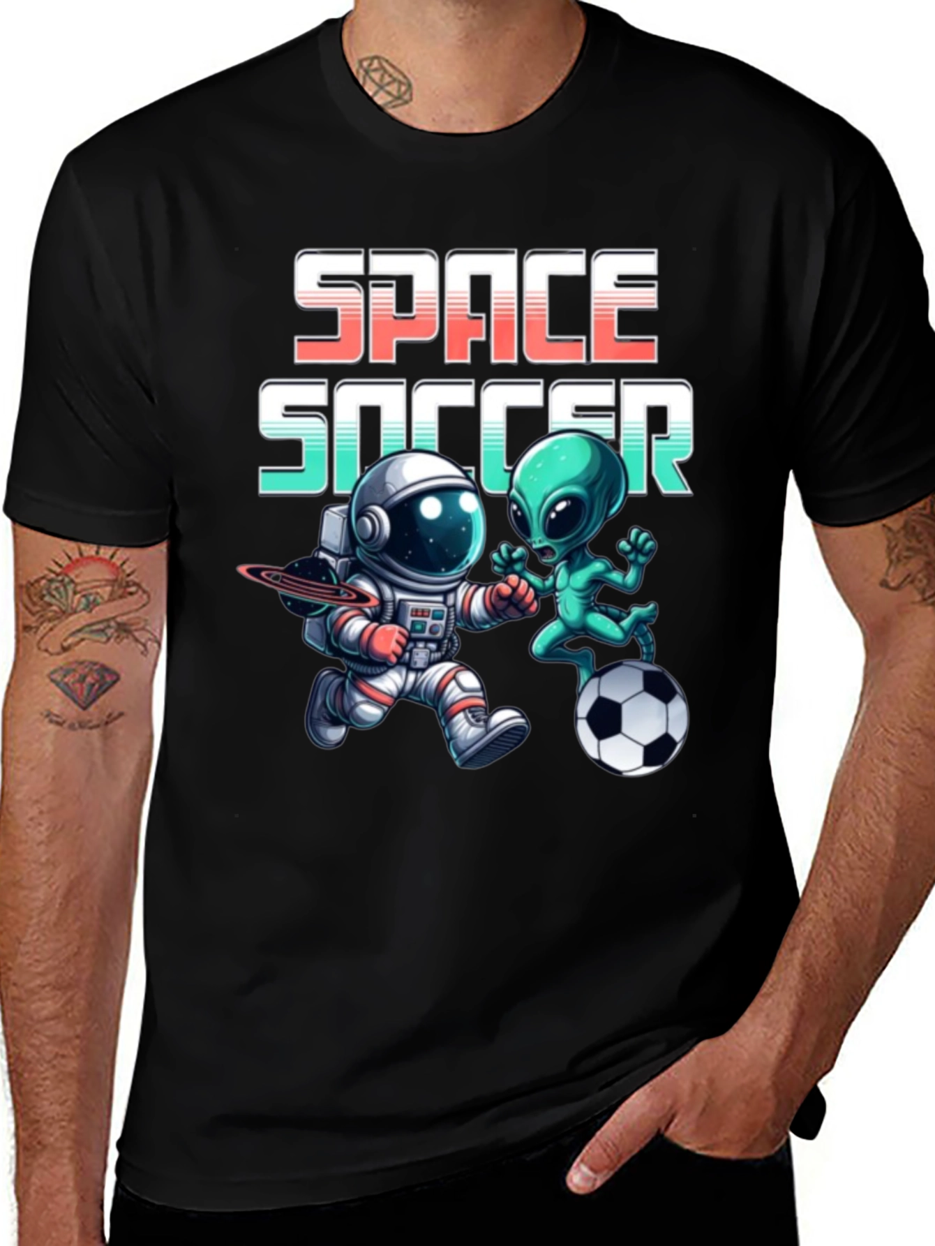 Space Soccer T-Shirt: Alien vs. Astronaut Tee
