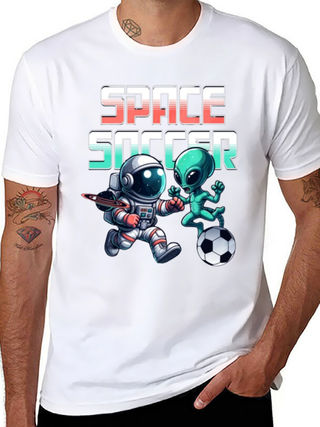 Space Soccer T-Shirt: Alien vs. Astronaut Tee