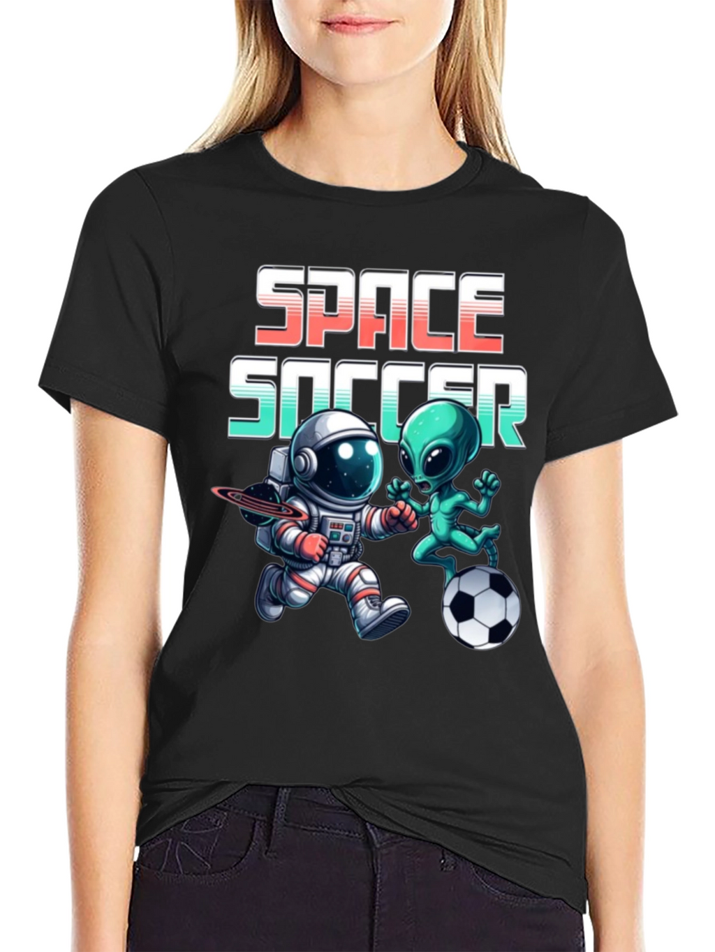 Space Soccer T-Shirt: Alien vs. Astronaut Tee