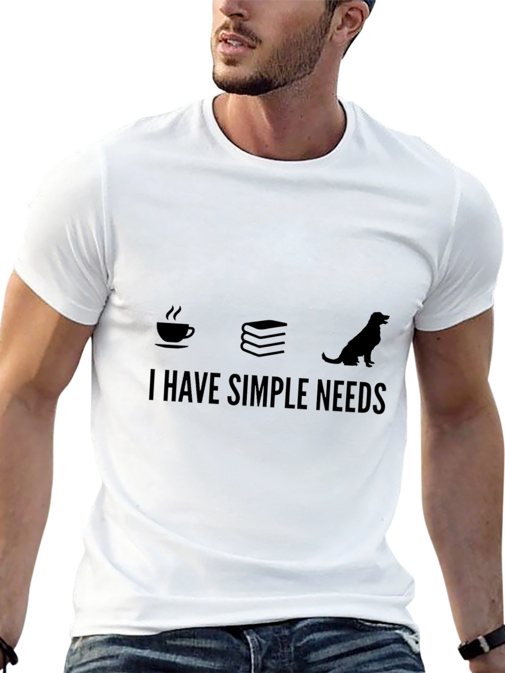 Simple Needs T-Shirt - Coffee Books and Dogs!