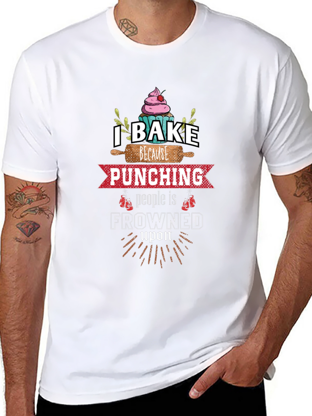 I Bake Because Punching is Frowned Upon Graphic Tee