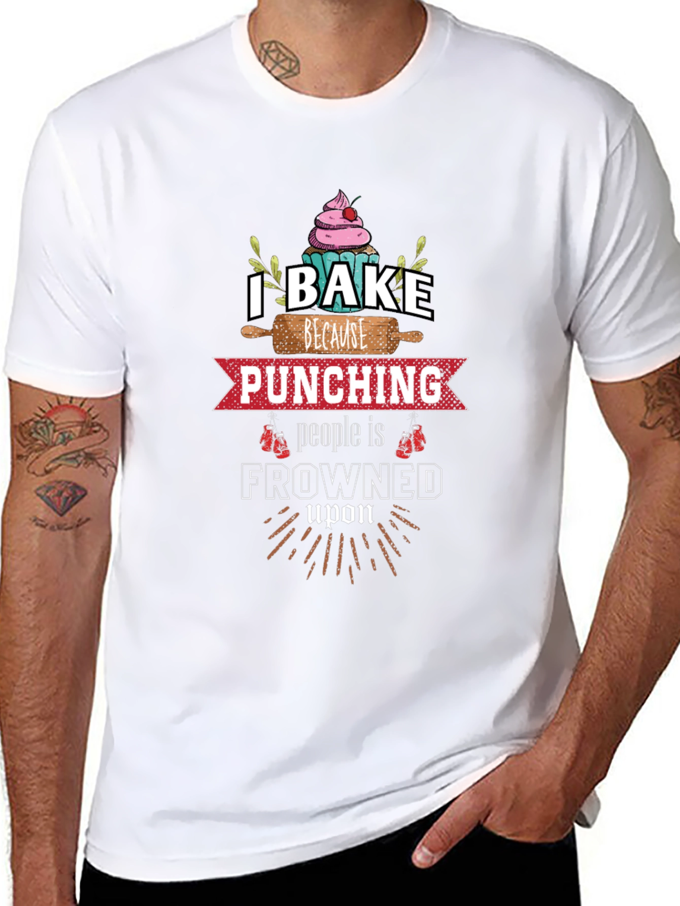 I Bake Because Punching is Frowned Upon Graphic Tee