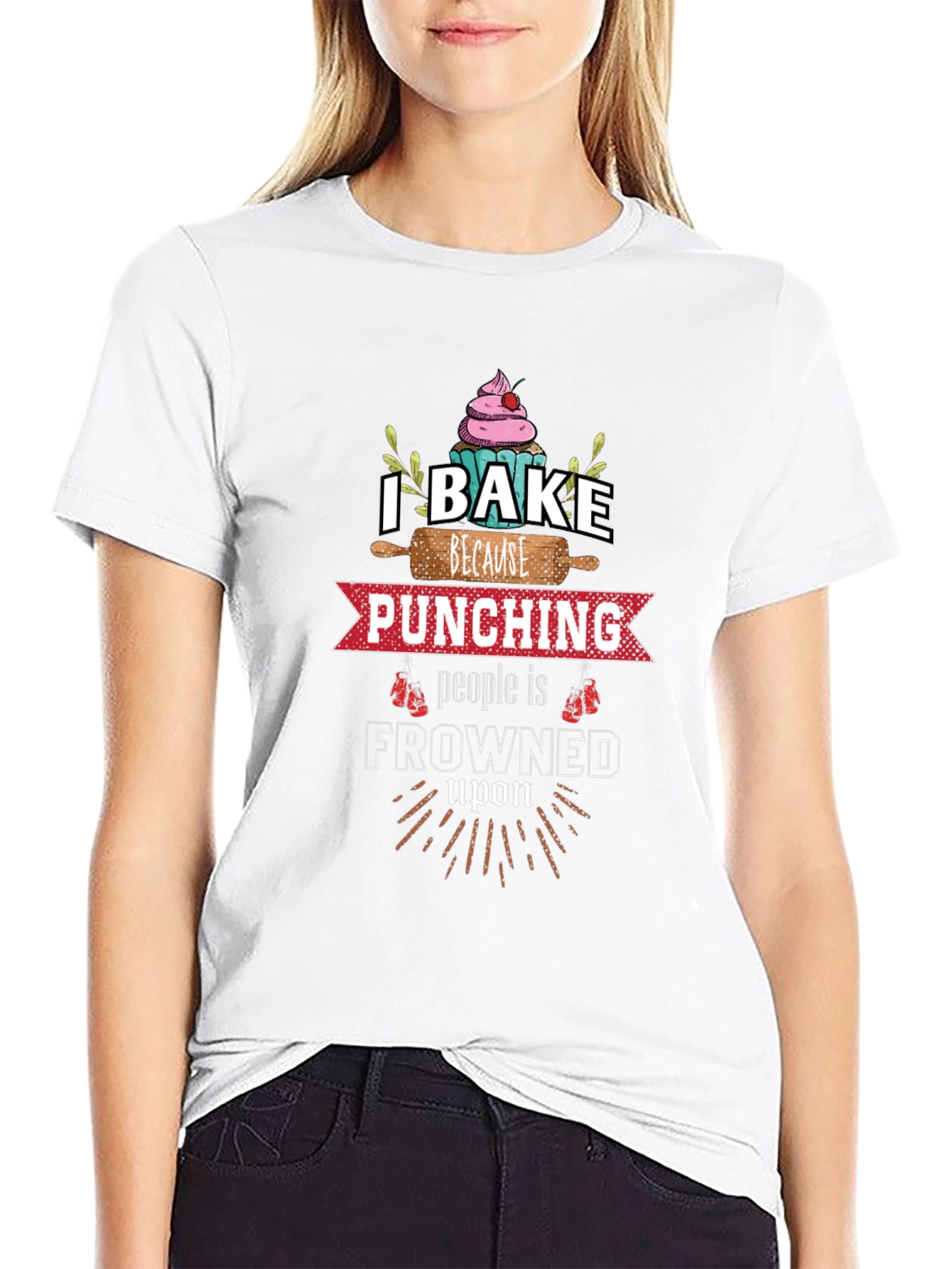 I Bake Because Punching is Frowned Upon Graphic Tee