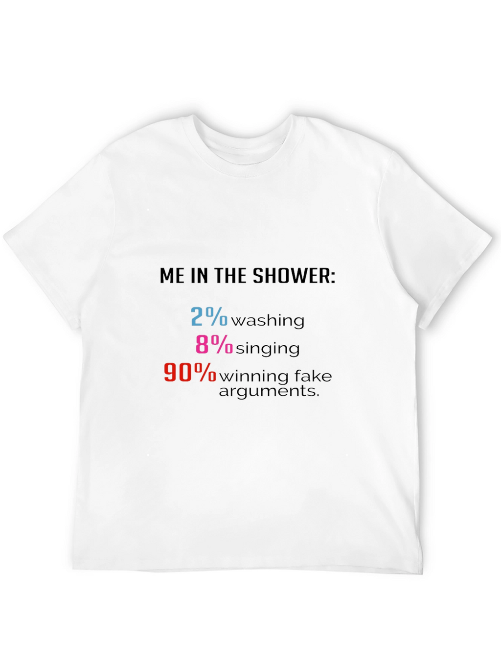 Funny Shower Thought T-Shirt - 2% Washing 90% Arguments