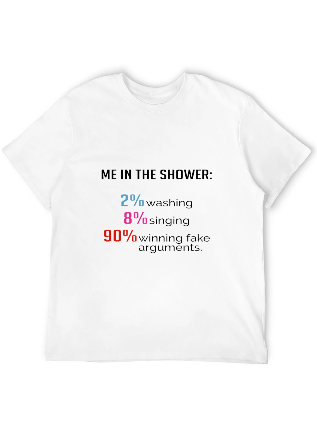 Funny Shower Thought T-Shirt - 2% Washing 90% Arguments