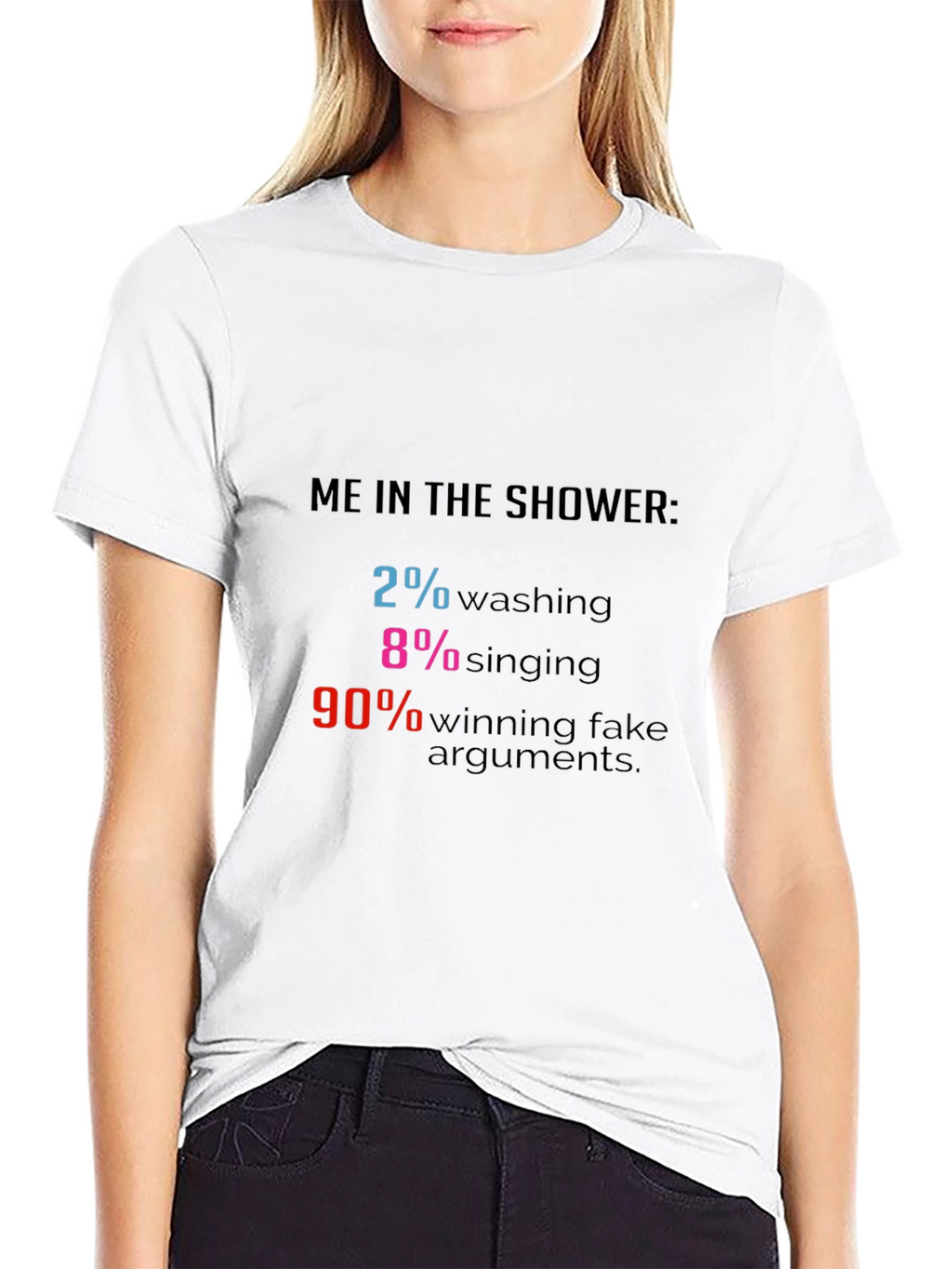 Funny Shower Thought T-Shirt - 2% Washing 90% Arguments