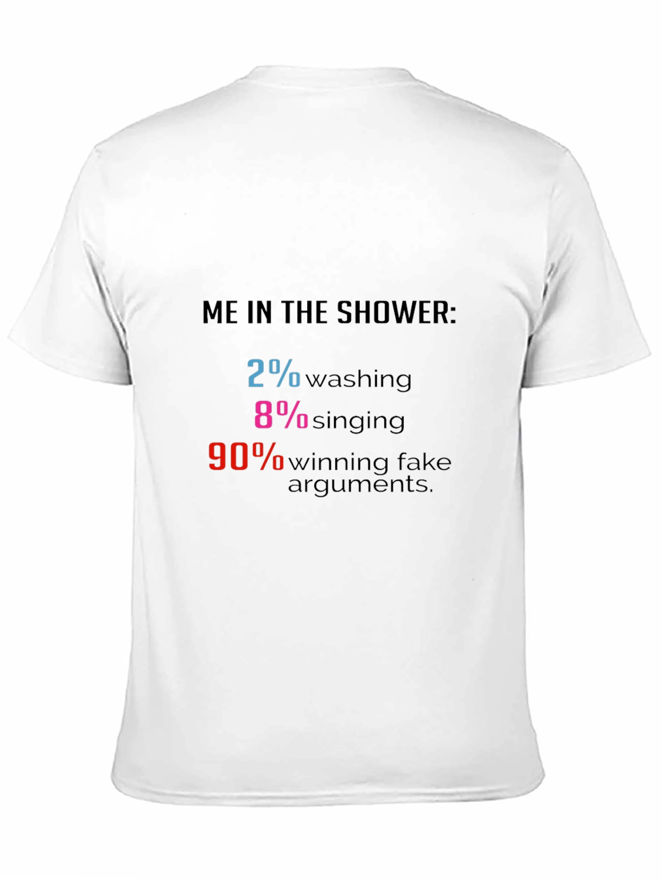 Funny Shower Thought T-Shirt - 2% Washing 90% Arguments