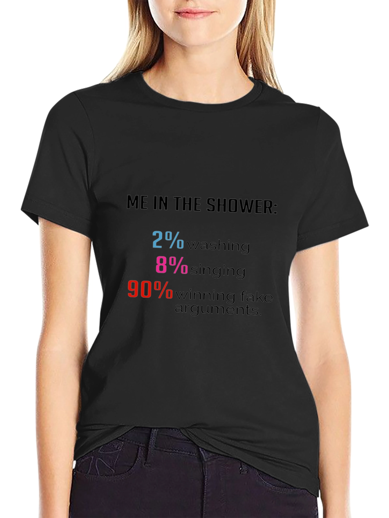 Funny Shower Thought T-Shirt - 2% Washing 90% Arguments