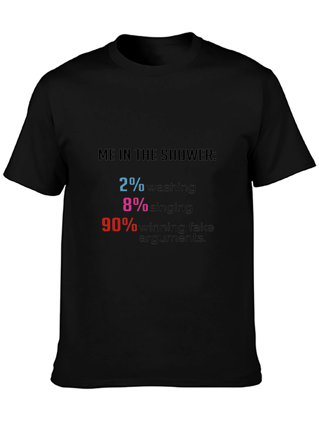 Funny Shower Thought T-Shirt - 2% Washing 90% Arguments