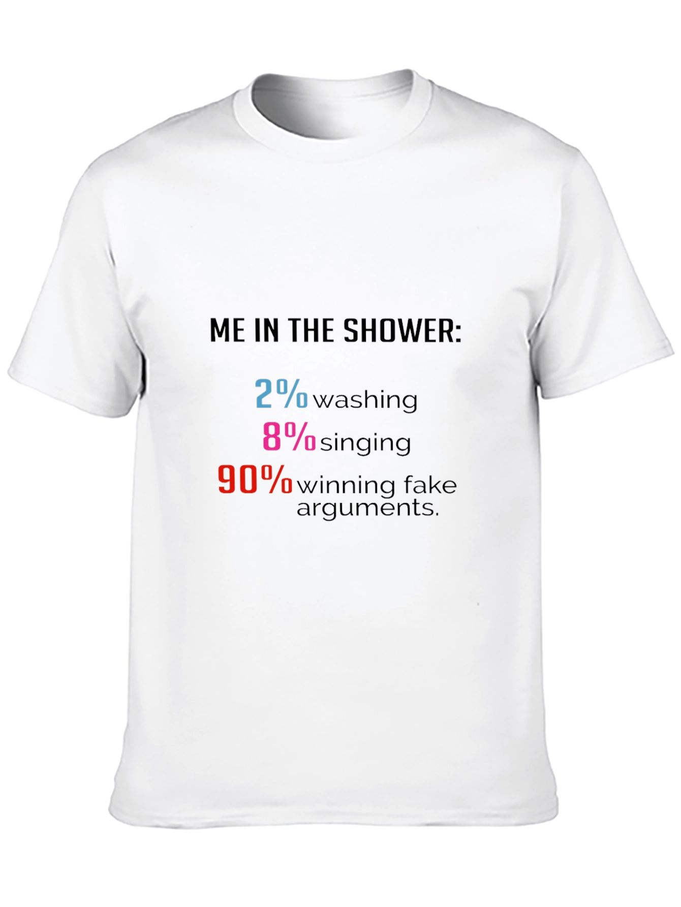 Funny Shower Thought T-Shirt - 2% Washing 90% Arguments