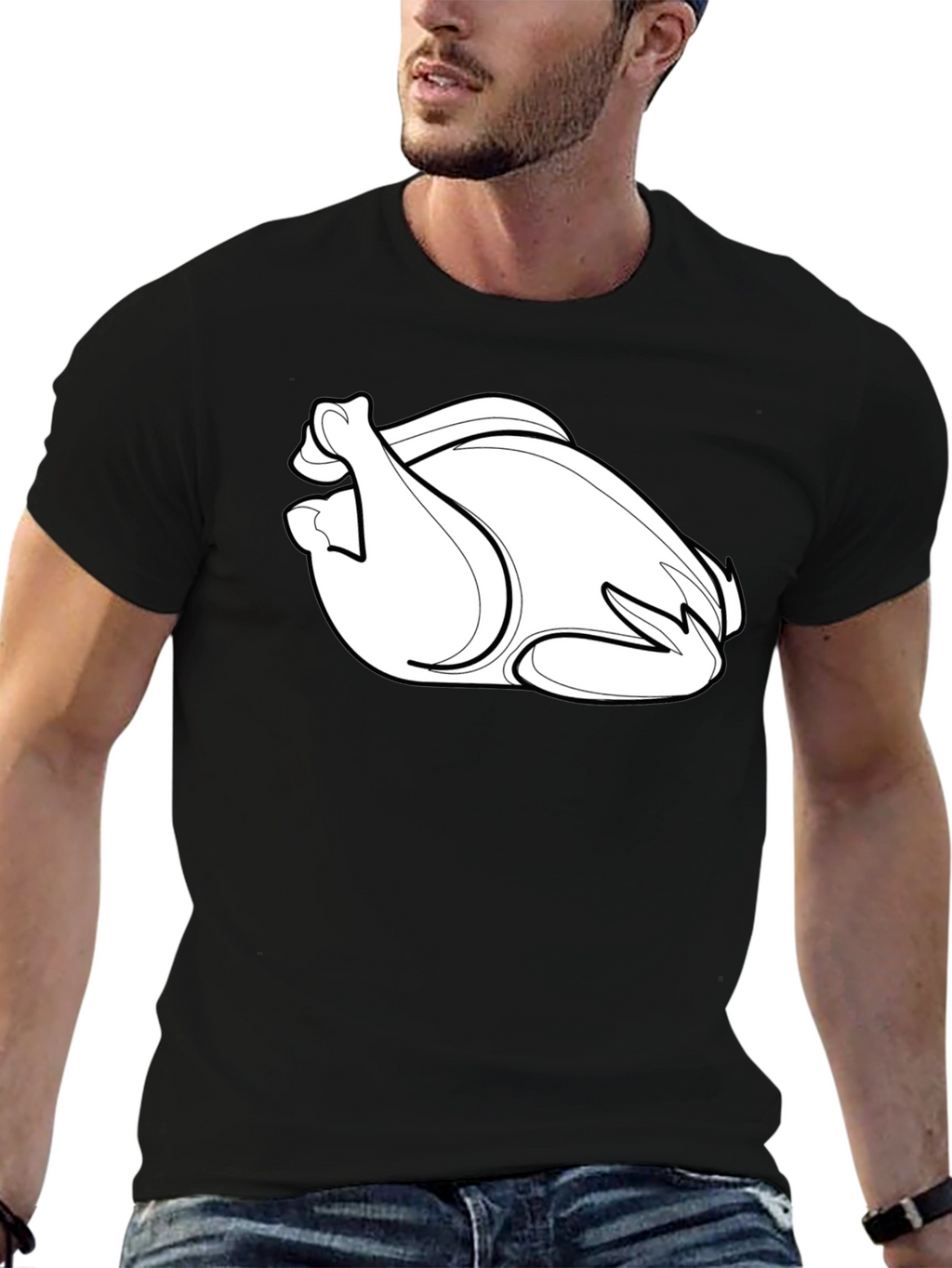 Thanksgiving Turkey Graphic Tee - Black Casual T-Shirt