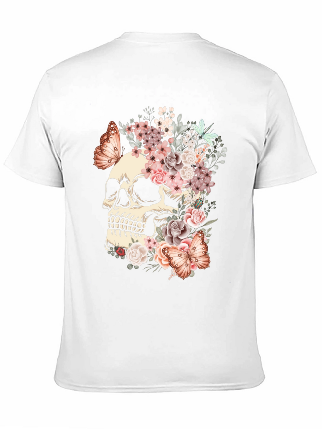Floral Skull Butterfly Graphic T-Shirt