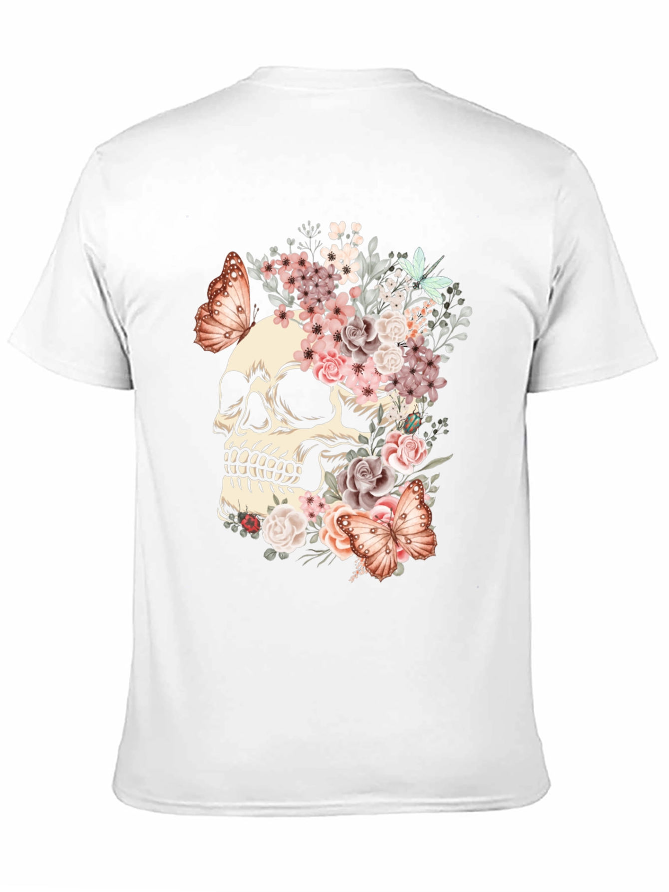 Floral Skull Butterfly Graphic T-Shirt
