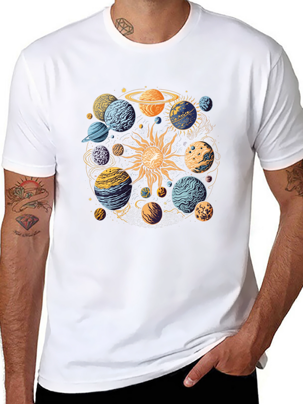Planetary System Graphic T-Shirt - Black Cotton Tee