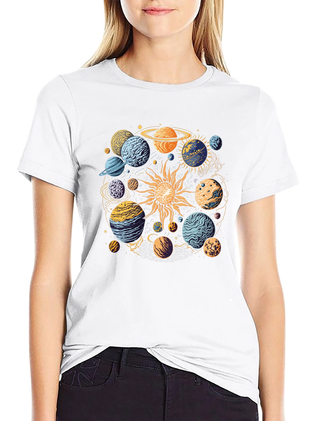 Planetary System Graphic T-Shirt - Black Cotton Tee