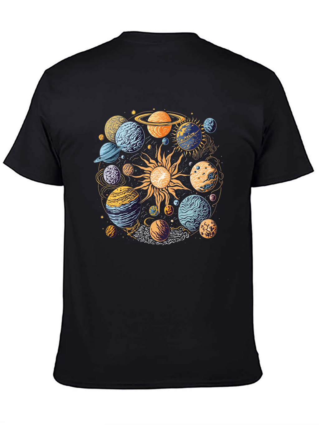 Planetary System Graphic T-Shirt - Black Cotton Tee