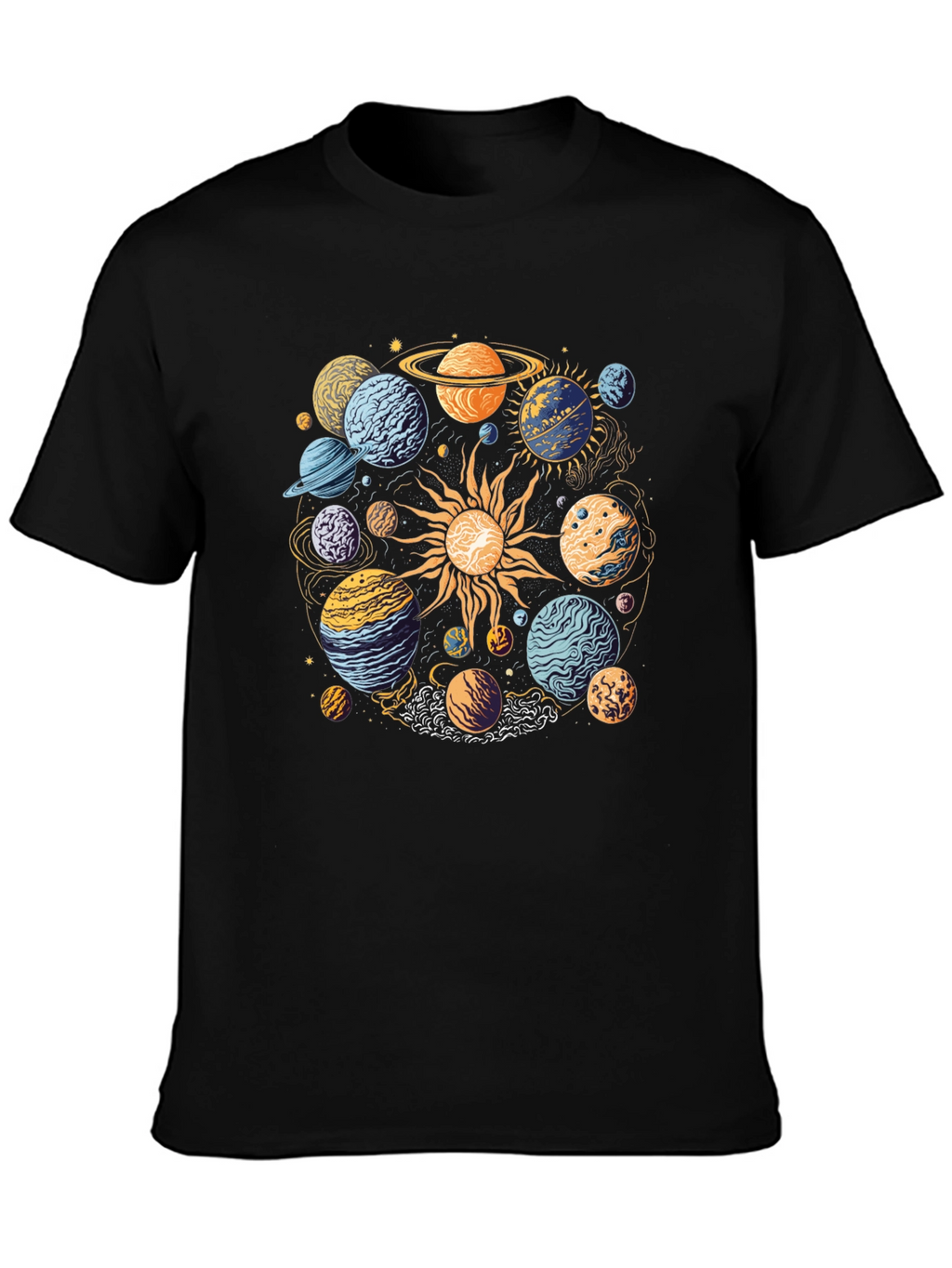 Planetary System Graphic T-Shirt - Black Cotton Tee