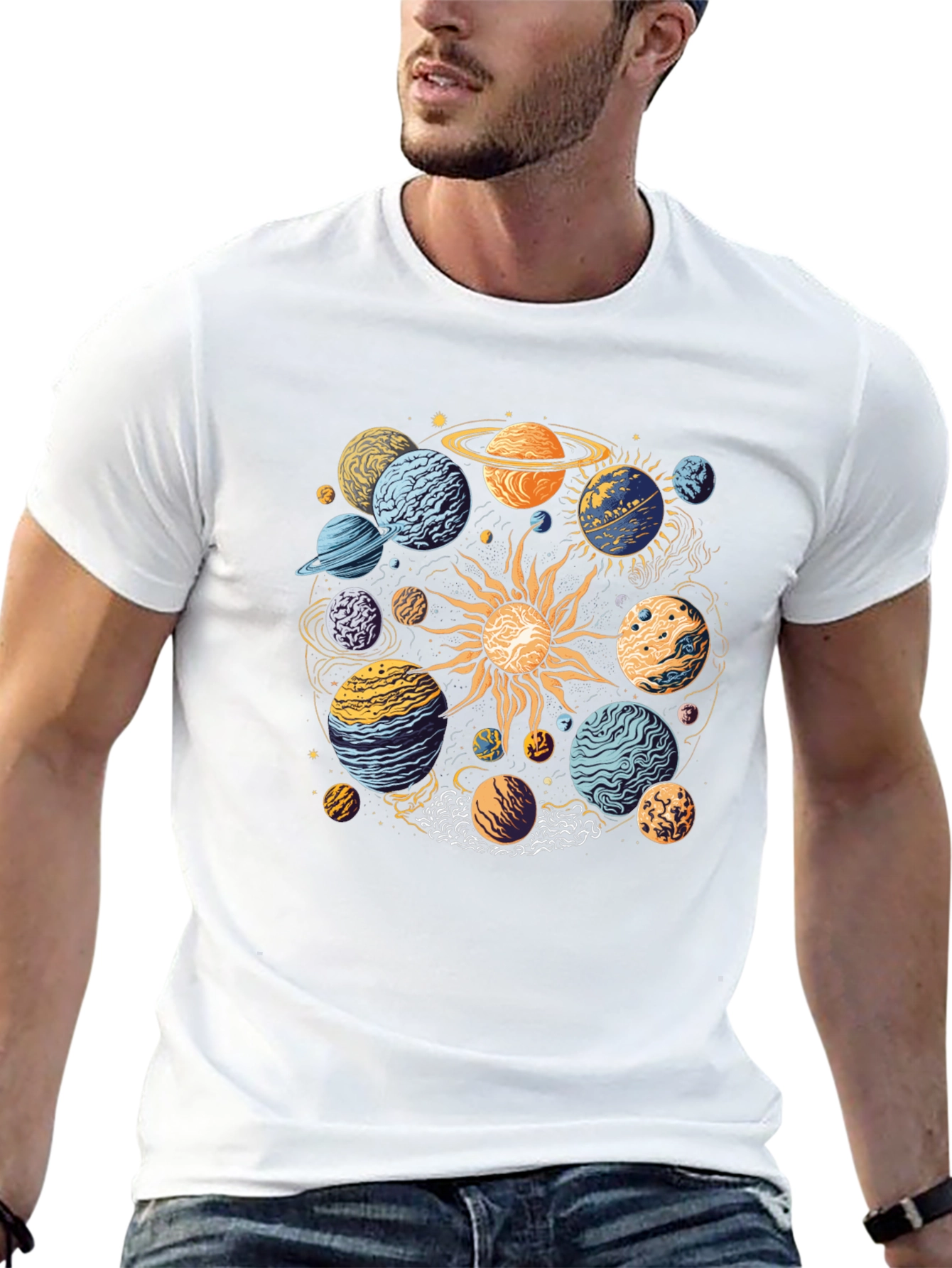 Planetary System Graphic T-Shirt - Black Cotton Tee