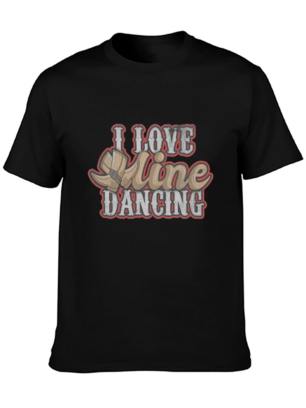 I Love Line Dancing Black T-Shirt