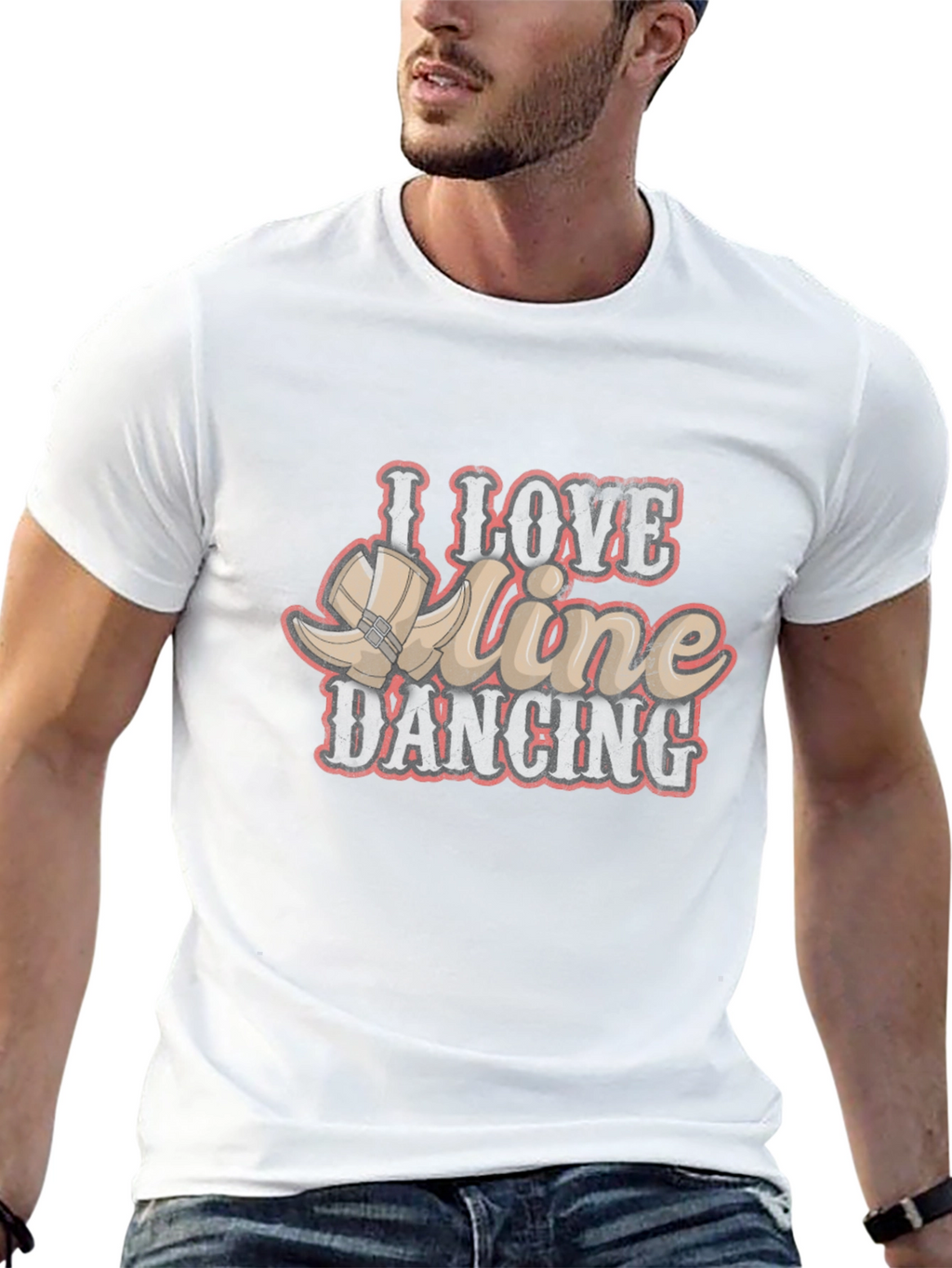 I Love Line Dancing Black T-Shirt
