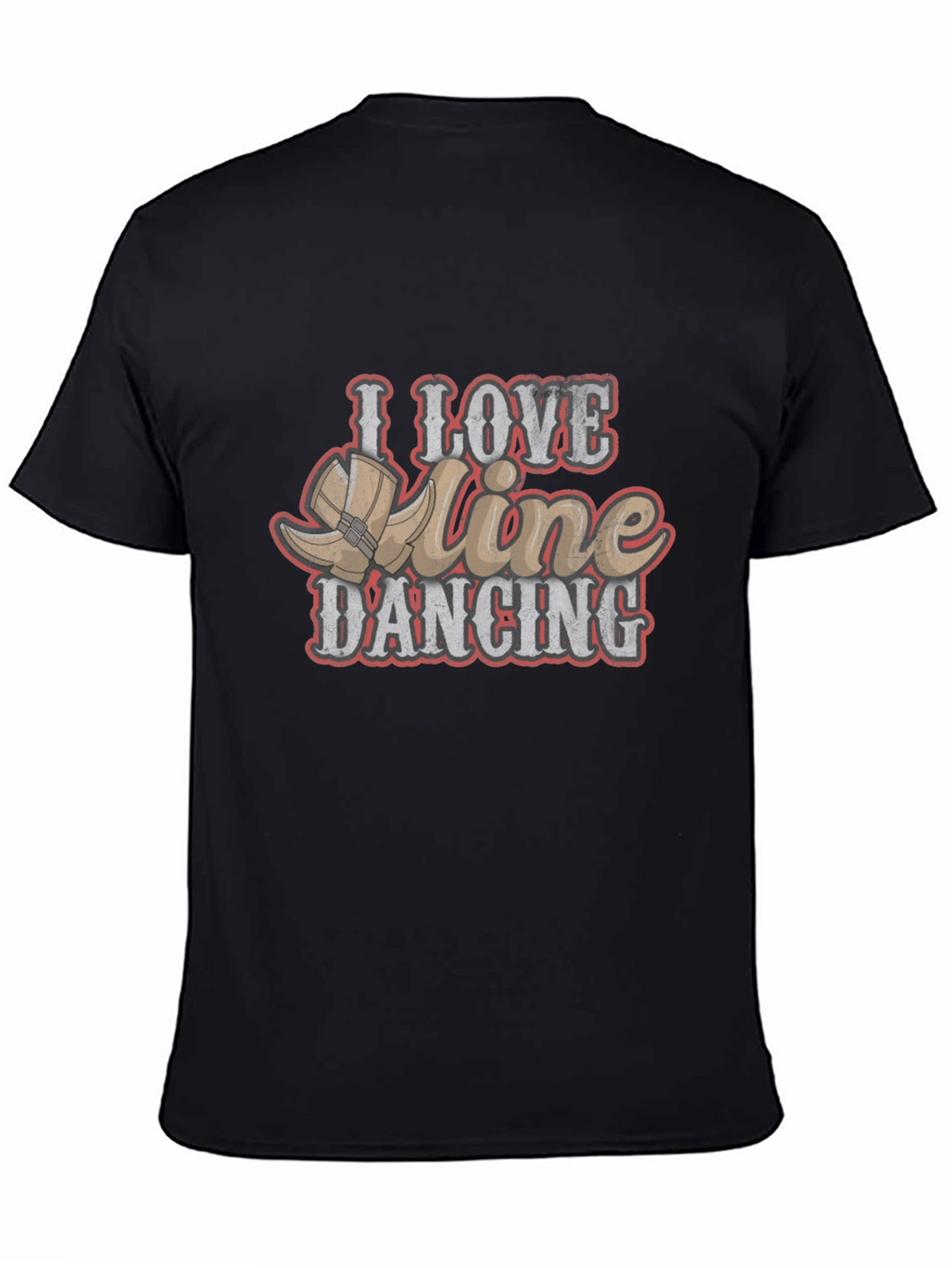 I Love Line Dancing Black T-Shirt