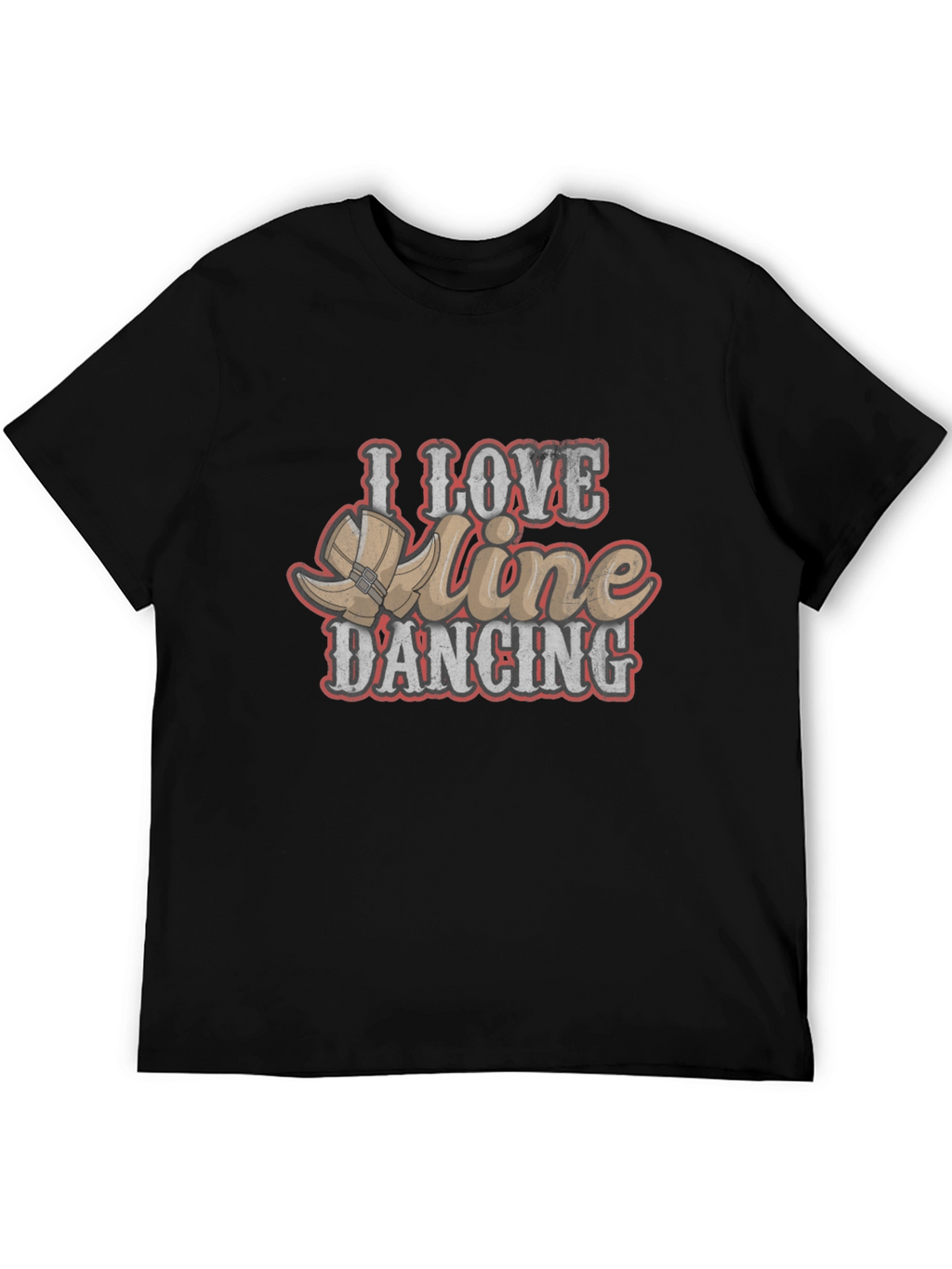 I Love Line Dancing Black T-Shirt