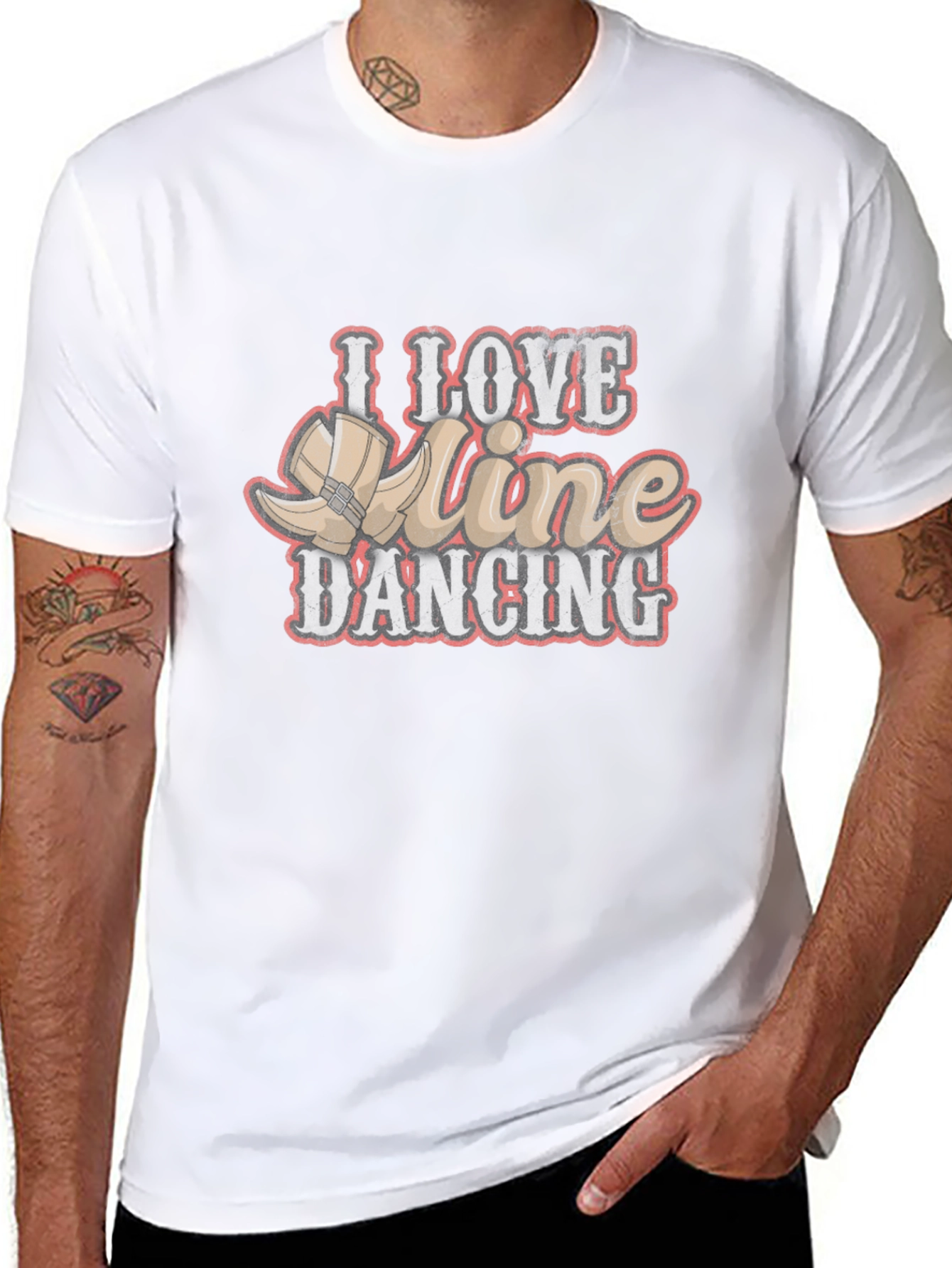 I Love Line Dancing Black T-Shirt