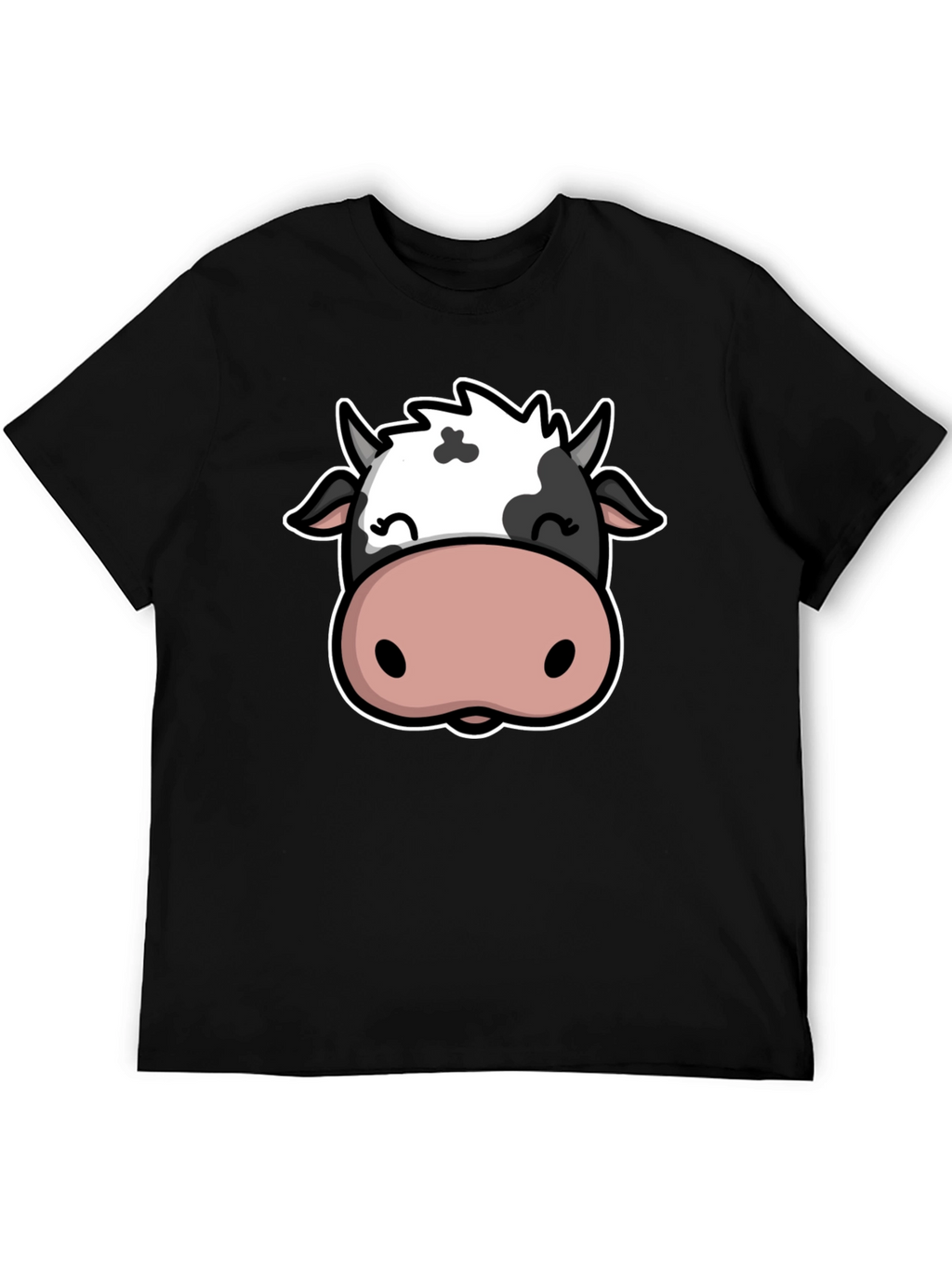 Cute Cow Graphic Print Black T-Shirt