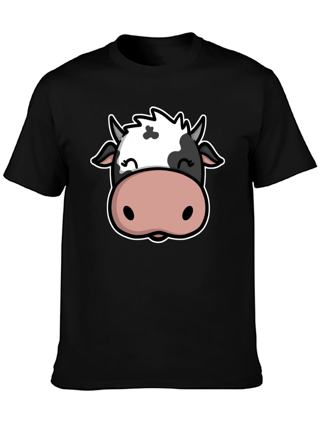Cute Cow Graphic Print Black T-Shirt