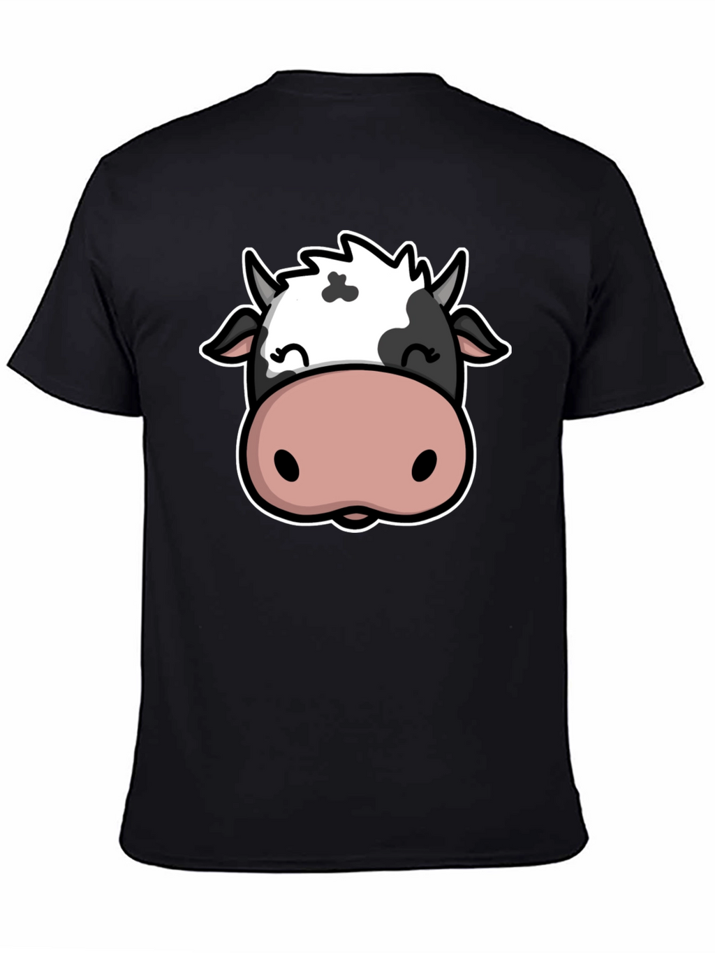 Cute Cow Graphic Print Black T-Shirt