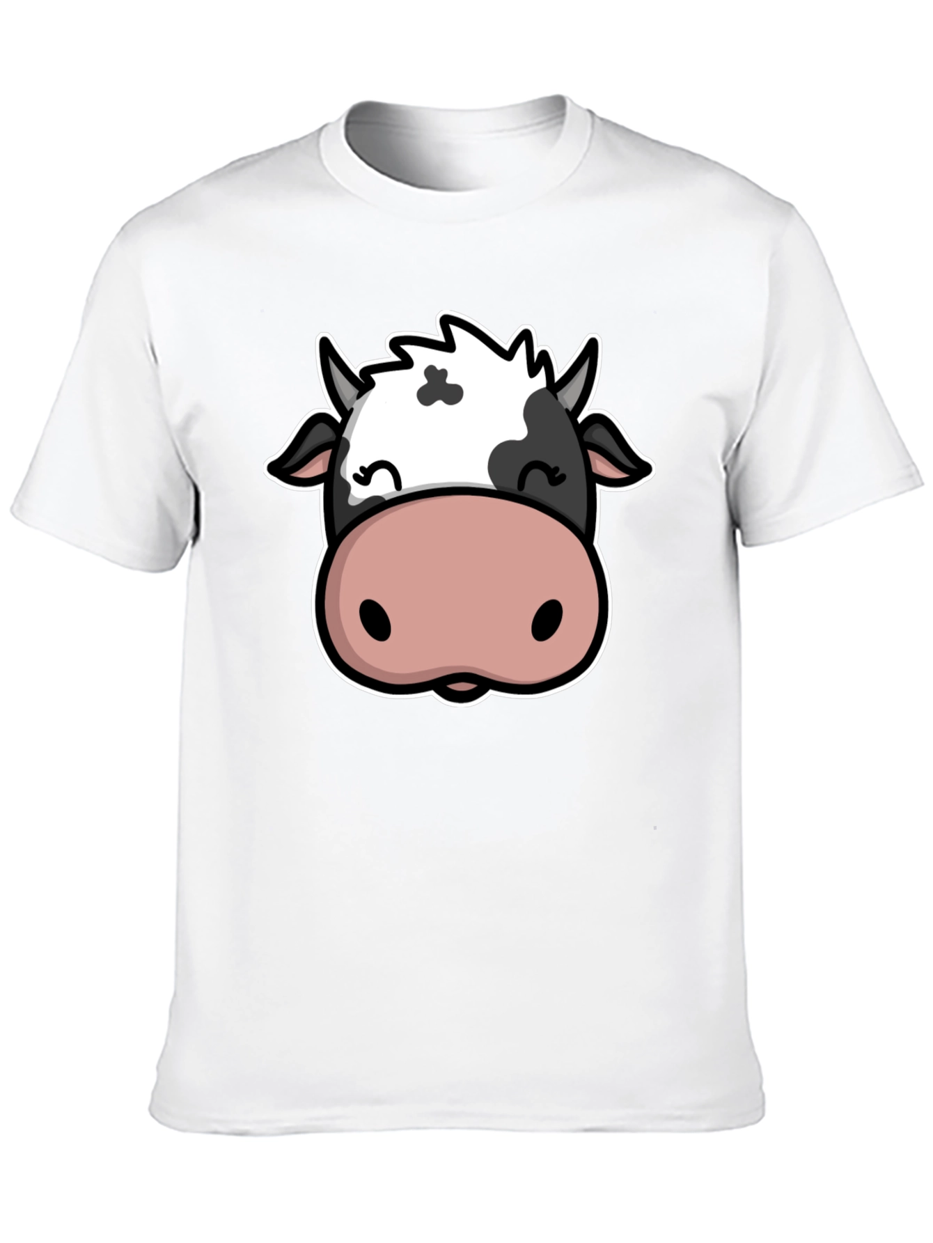 Cute Cow Graphic Print Black T-Shirt
