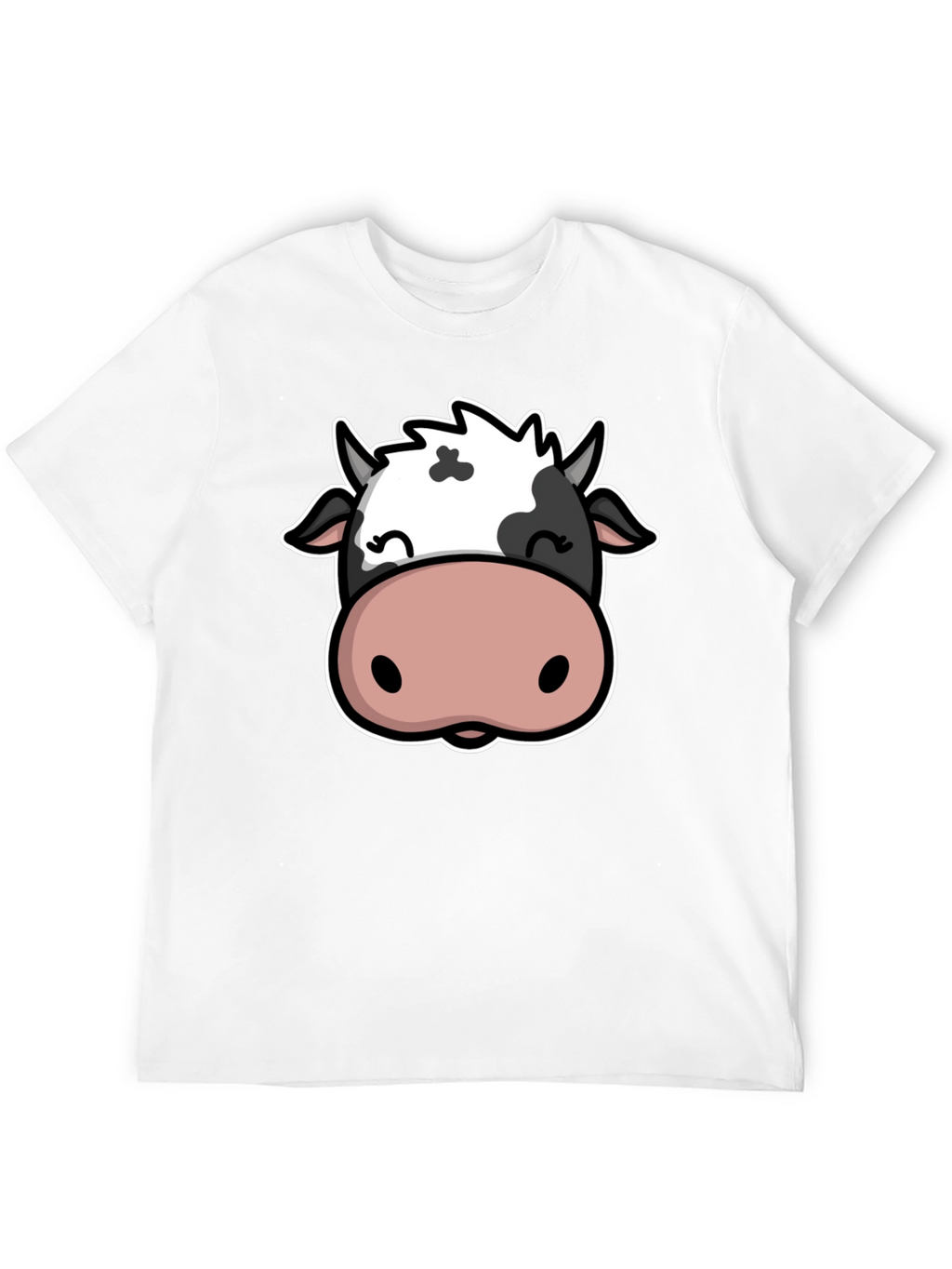 Cute Cow Graphic Print Black T-Shirt