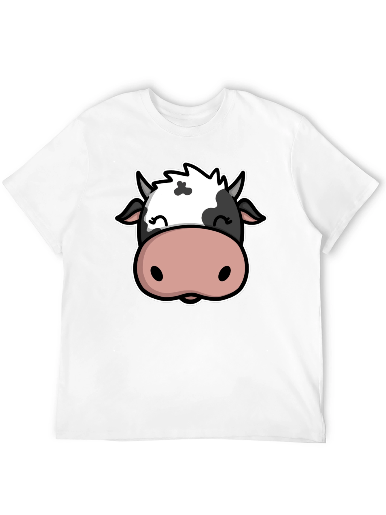 Cute Cow Graphic Print Black T-Shirt