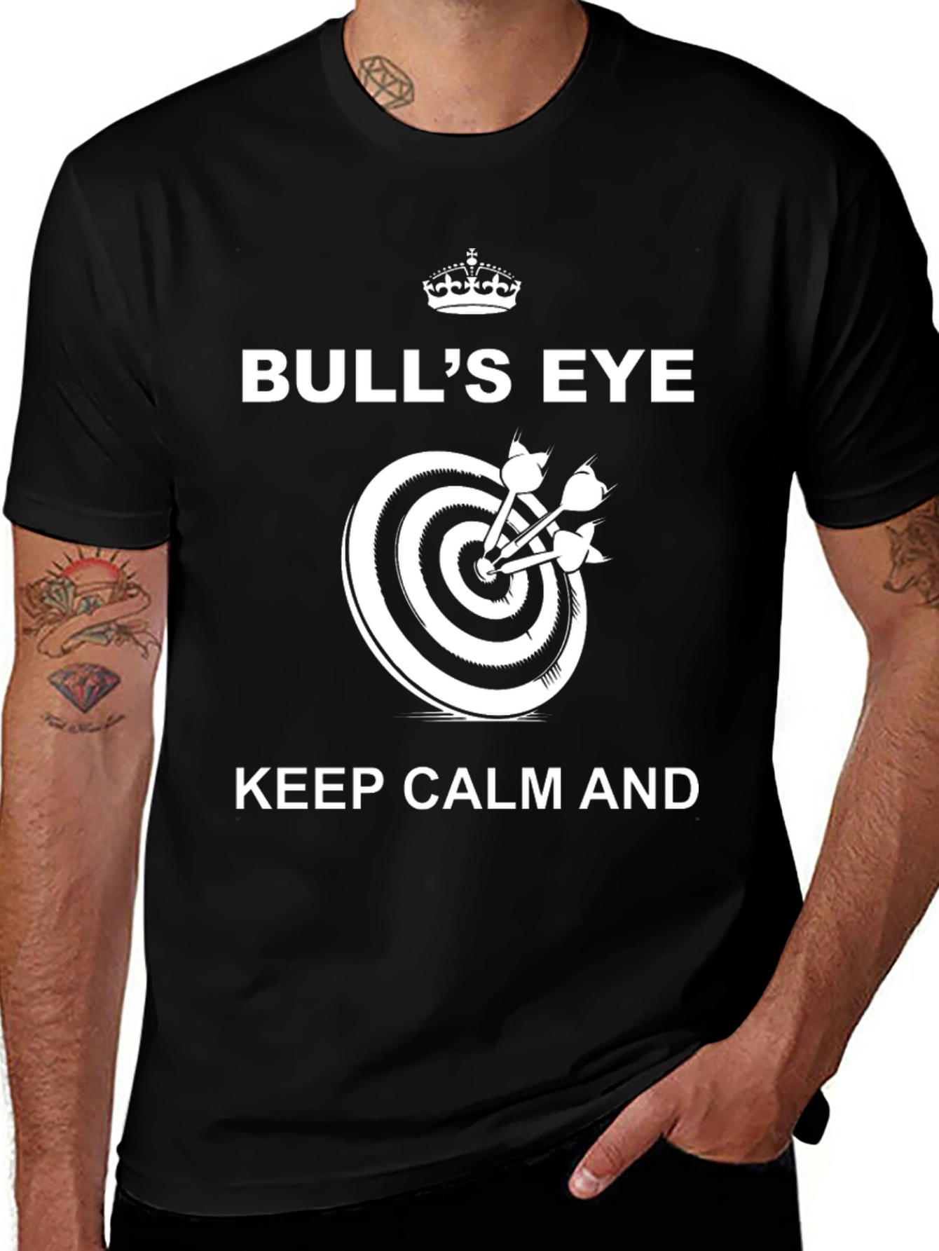 Bulls Eye Keep Calm T-Shirt - Dart Player Gift