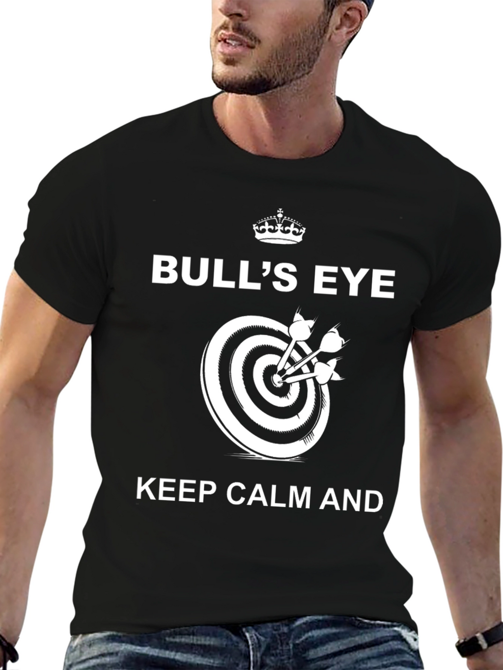 Bulls Eye Keep Calm T-Shirt - Dart Player Gift