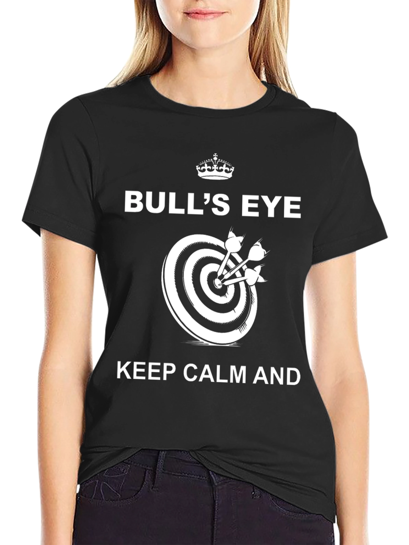 Bulls Eye Keep Calm T-Shirt - Dart Player Gift