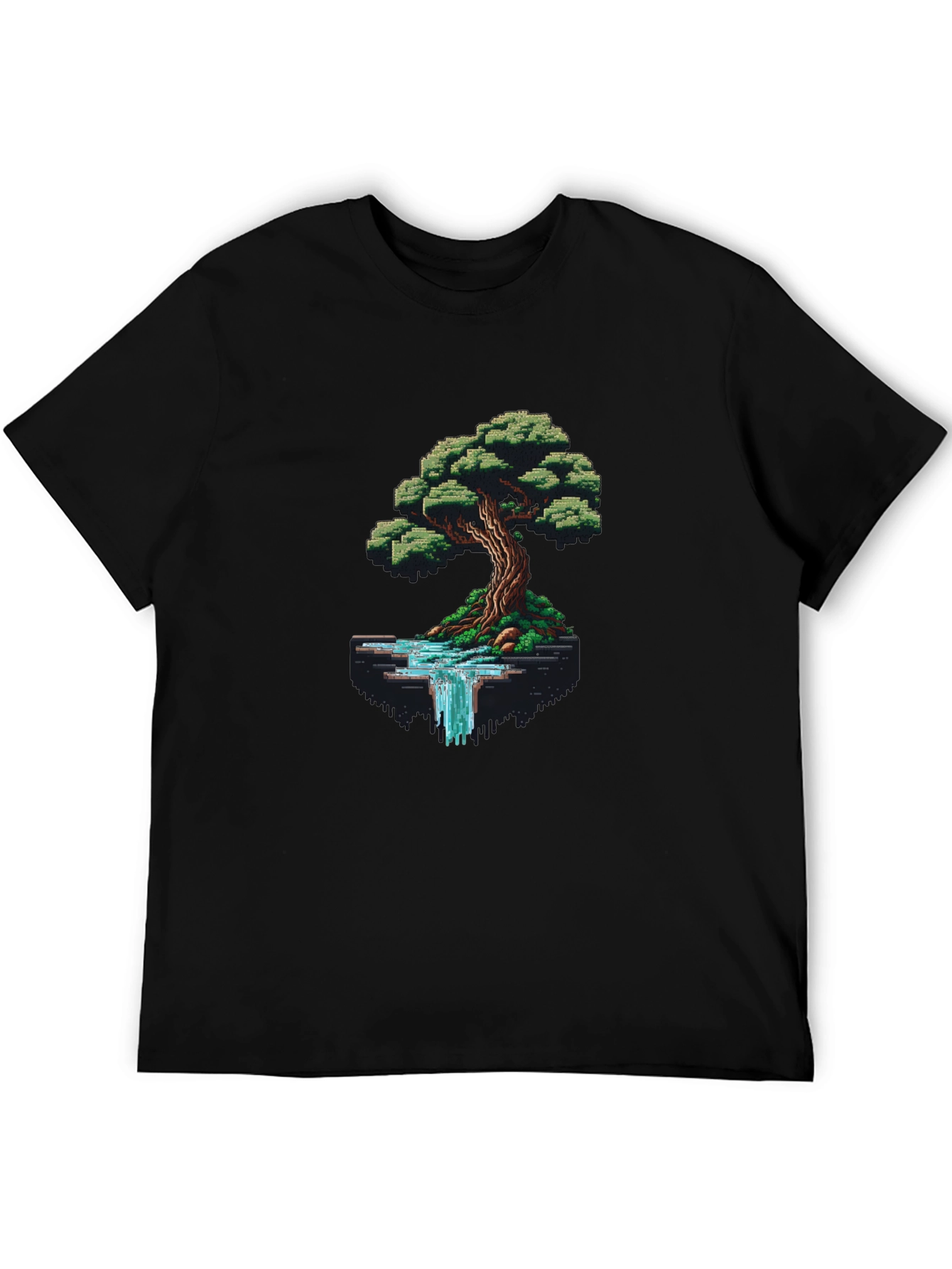 Pixel Art Tree & Waterfall Graphic Tee