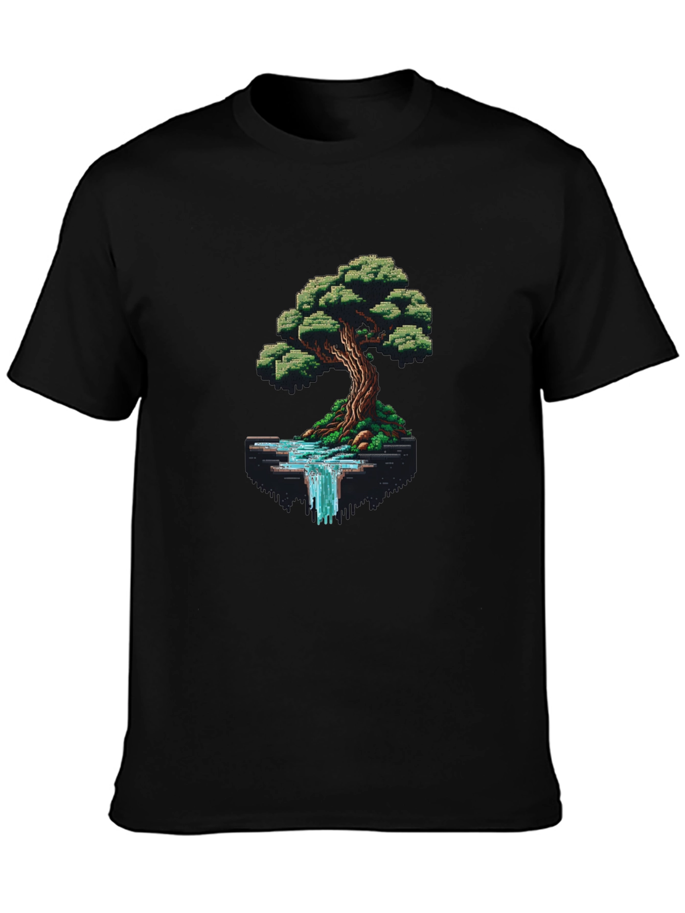 Pixel Art Tree & Waterfall Graphic Tee