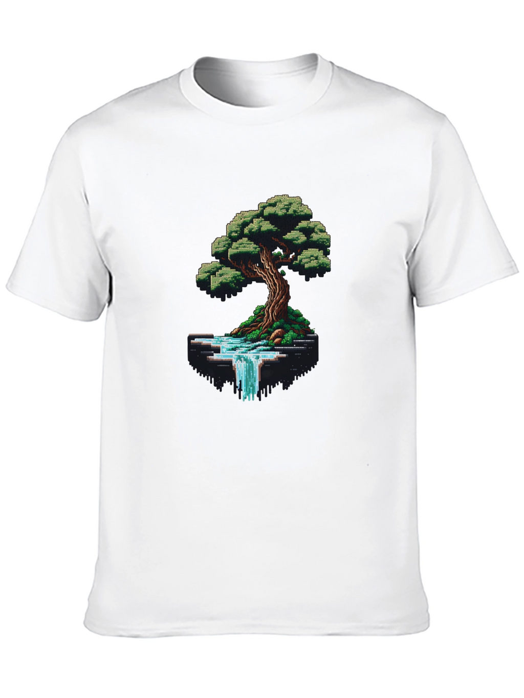 Pixel Art Tree & Waterfall Graphic Tee