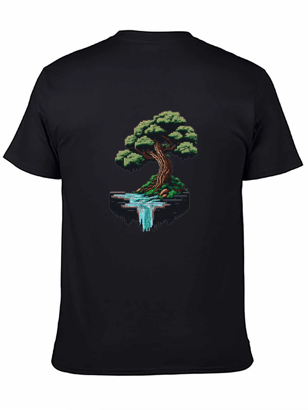 Pixel Art Tree & Waterfall Graphic Tee